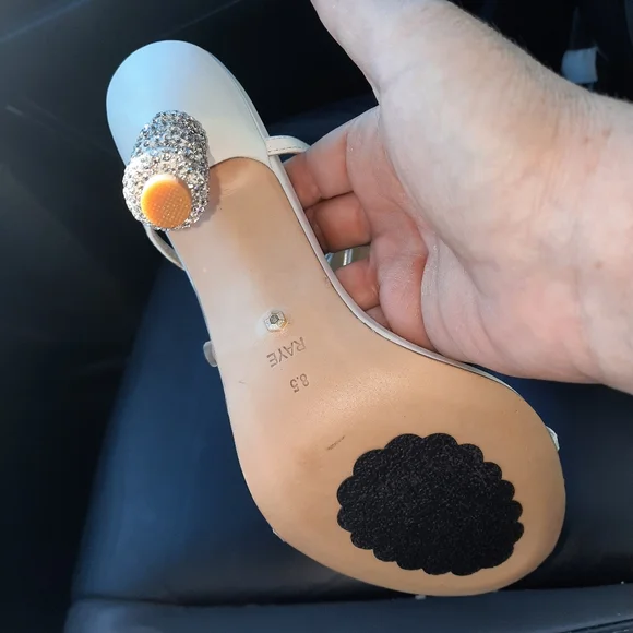 RAYE Leather Crystal Embellished Heels Disco Ball Strappy White Party 8.5 - Picture 7 of 13